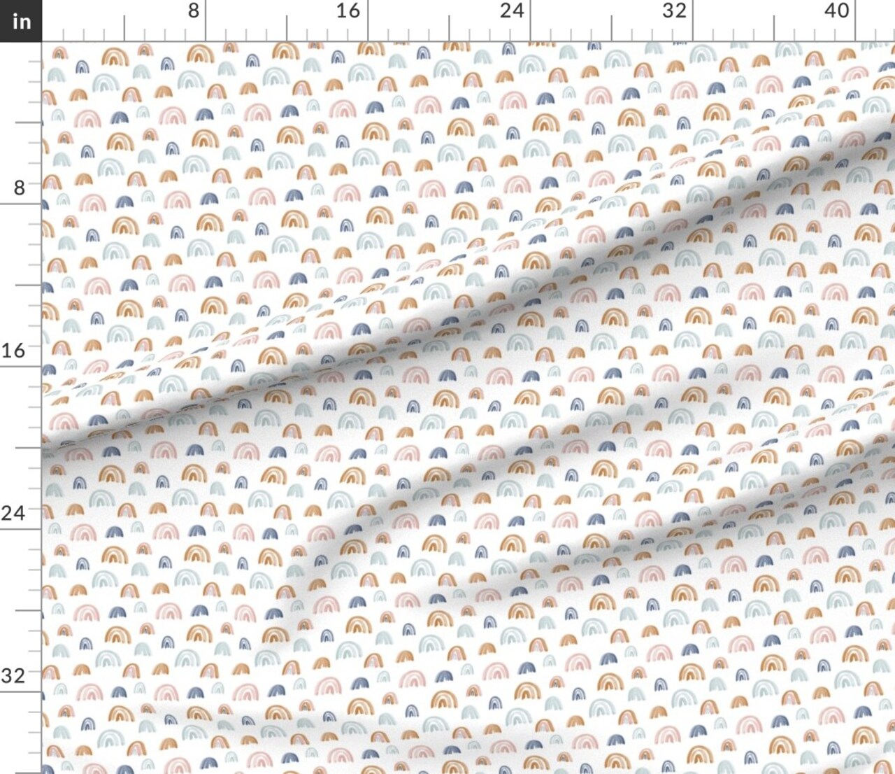 Earth Tones Watercolor Rainbows Pink Blue Teal Nursery Gender Neutral Custom Printed Fabric by Spoonflower Various Fabrics by the Yard or Fat Quarter